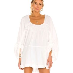Free People Brynn Poplin Tunic Mini Dress XL White